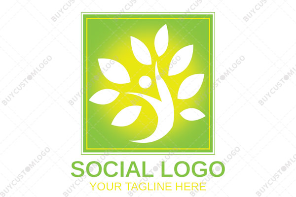 abstract joyous person tree logo