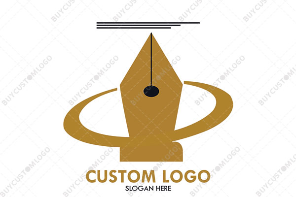 abstract fountain pen crown with lines logo