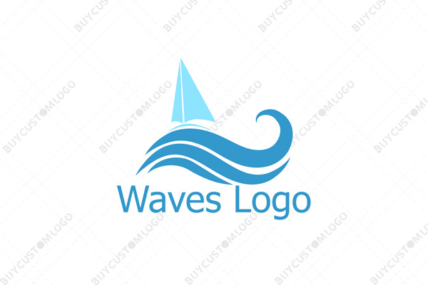 sailing yacht on waves logo