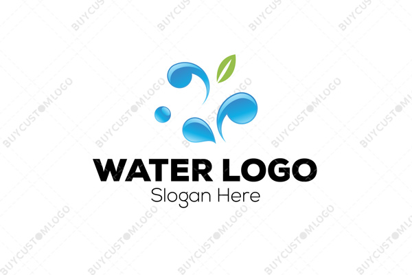 windy water drops and leaf logo