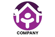 abstract parents and kid house mascot logo