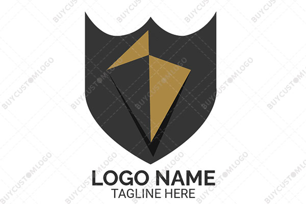 kite or inverted pyramid in a shield logo