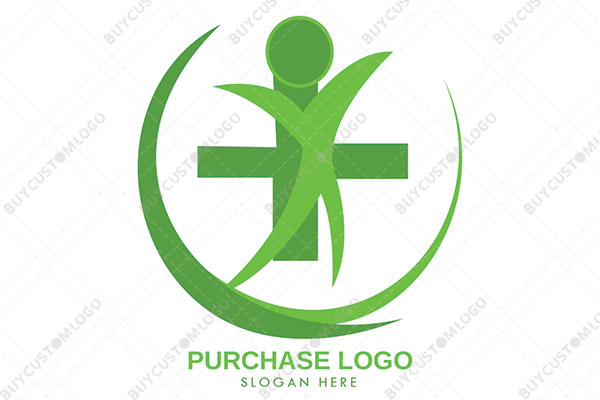 abstract person with red cross and crescent moon logo
