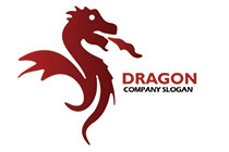 dragon throwing flame sketch minimal logo