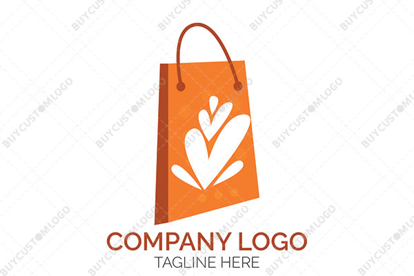 heart leaves in a shopping bag logo