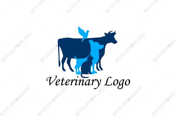 cow, dog, cat and bird logo