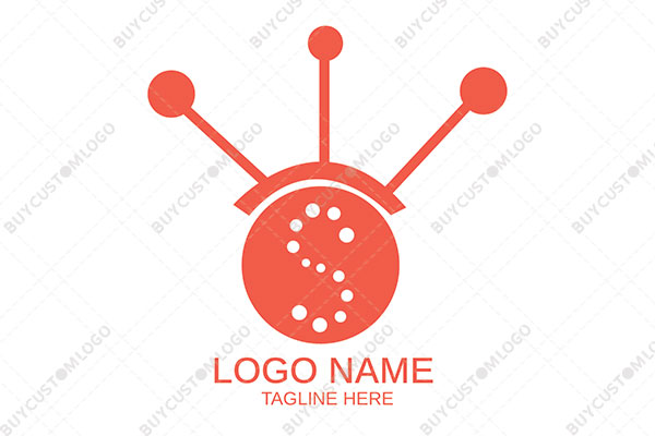 atom with electrons, protons and neutrons logo