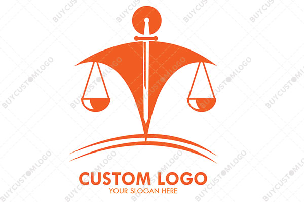 abstract person balance scale sword mascot logo