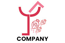 flamingo themed glass juice logo