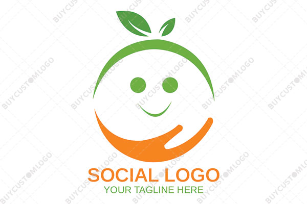green and orange happy baby fruit logo