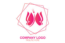 butterfly in pentagons pink logo