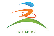 orange, blue and green abstract athlete logo