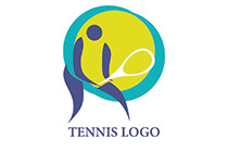 abstract athlete with a tennis racket logo
