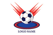 the fiery soccer ball on a ground logo
