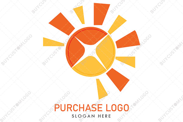 abstract sun with rays and sparkle logo