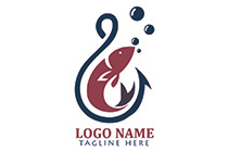 fish blowing bubbles in a hook logo
