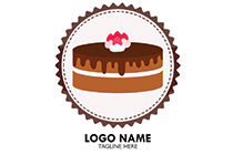 chocolate cake toppings in a seal logo