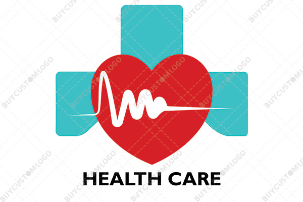 red cross, ECG lines and heart logo