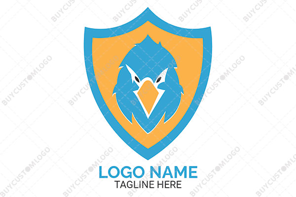 abstract parrot face in a shield logo