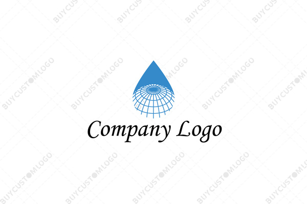 water drop globe grid logo