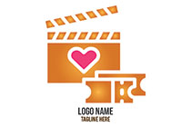 abstract clapperboard and tickets logo