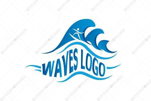 abstract surfer waves logo