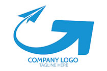 paper plane with arrow line logo