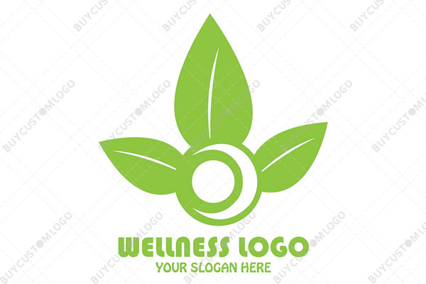 leaves with circles abstract herb logo
