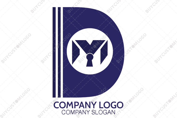 letter d and m with a keyhole logo