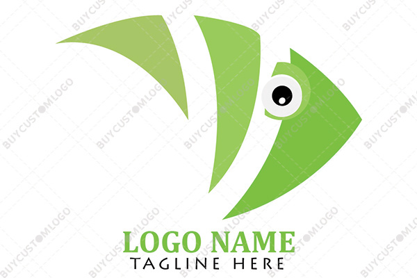 abstract green deformed fish logo