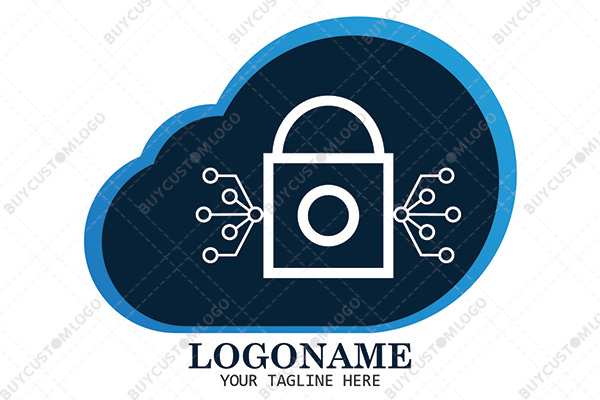 abstract cloud lock and blockchain logo