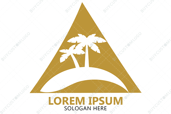 An Island and Palm Trees Logo