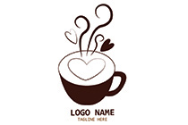 coffee cup heart and fumes logo