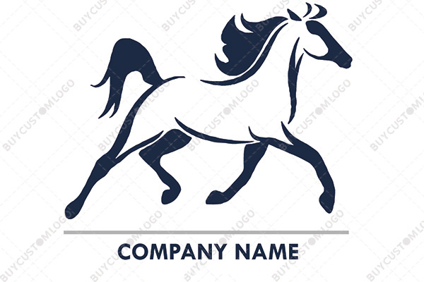 joyful hopping blue horse logo