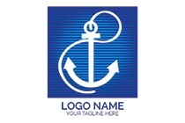 anchor with chain rode in a quadrilateral logo