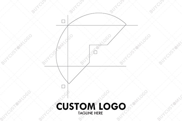 geometric style semi circle, squares and linework logo