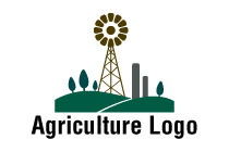 farm with a windmill and buildings logo
