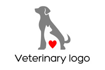 cat, dog and heart logo