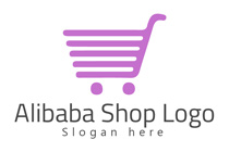 single continuous line shopping cart logo