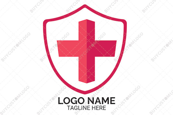 red cross in a shield pink 3D style logo