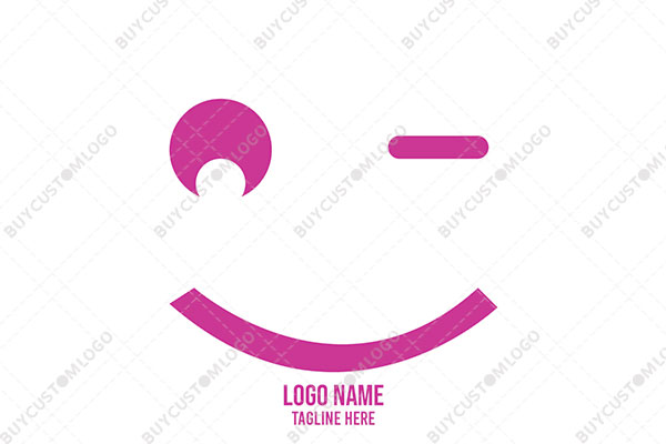 happy winking mascot minimalistic logo