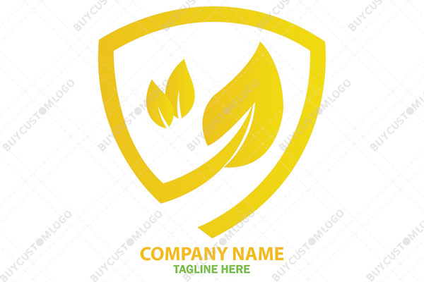autumn leaves and stem shield logo