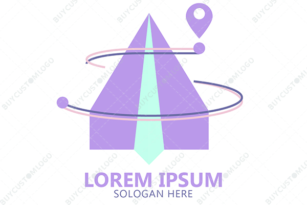 A Pin Location Circling Around a Mountain Logo