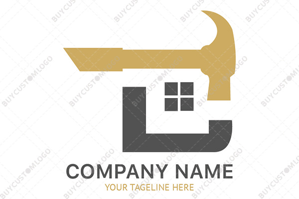 hammer and house window construction logo