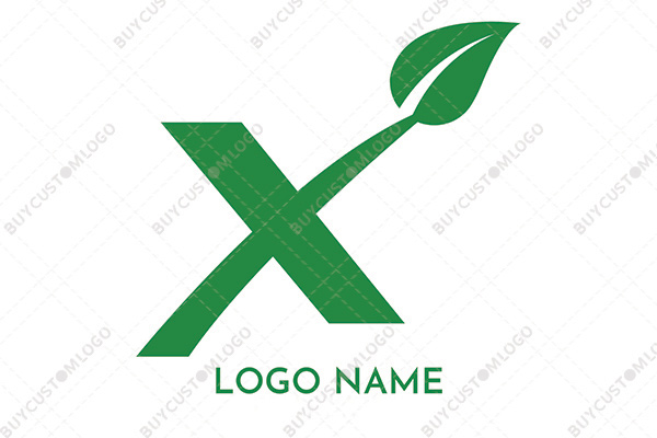 minimalistic x leaf dark green logo