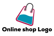water themed pink and blue shopping bag logo