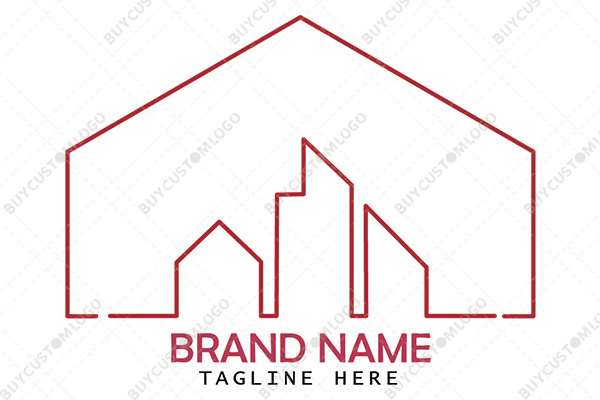 monoline hut and buildings logo