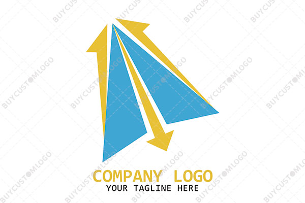 abstract paper plane with arrows logo