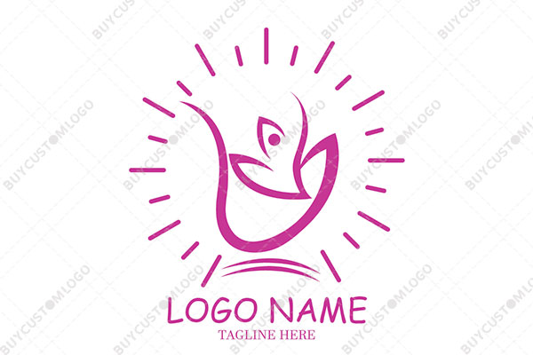 sketch style monster face with rays logo