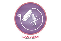 A Circle Abstract with a Trimmer, Comb, and a Scissor Logo